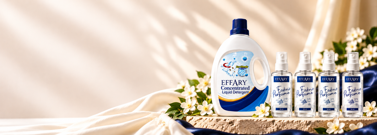 EFFARY Concentrated Liquid Detergent and Fabric Perfume lineup